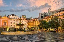 Rossio square and Santa Justa elevator in Lisbon Rossio square and Santa Justa elevator in Lisbon